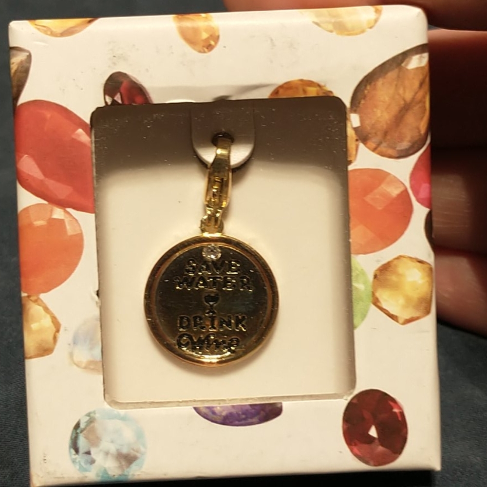 Wine lovers! Charm or pendant with crystal